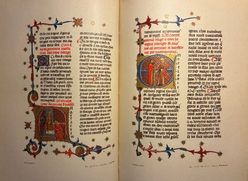 Interior de la tercera edición de las Crónicas genrales de España, de gran primor editorial (1918)